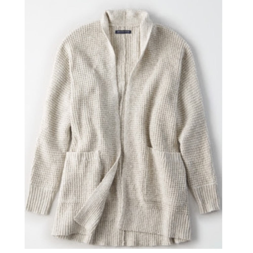 American Eagle Waffle Knit Boyfriend Cardigan
